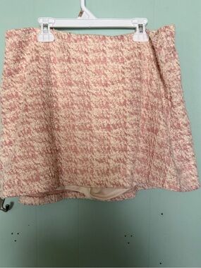 Altar’d State Pink and Cream Tweed A-Line Mini Skirt
